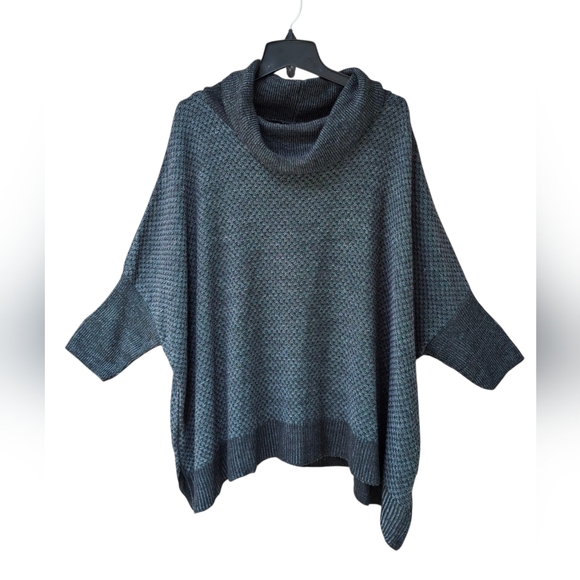 Croft & Barrow Grey/Black Cowl Neck Poncho Style Sweater Size XL - Picture 9 of 9